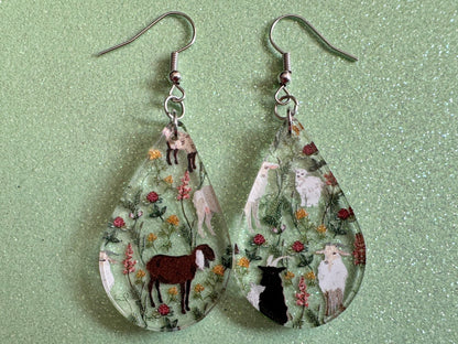 Goat Earrings: Laser Cut Acrylic Goats, Baby Goats, Kids, Farm, Animals, White Goat, Brown Goat, Black Goat, Best Gifts for Her/Him/Them