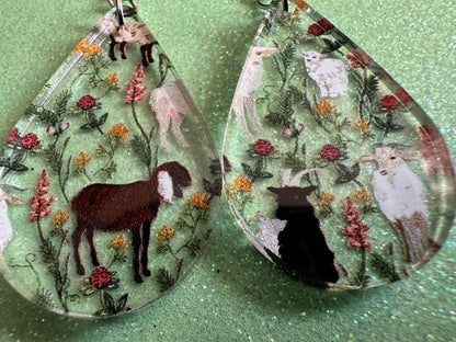 Goat Earrings: Laser Cut Acrylic Goats, Baby Goats, Kids, Farm, Animals, White Goat, Brown Goat, Black Goat, Best Gifts for Her/Him/Them