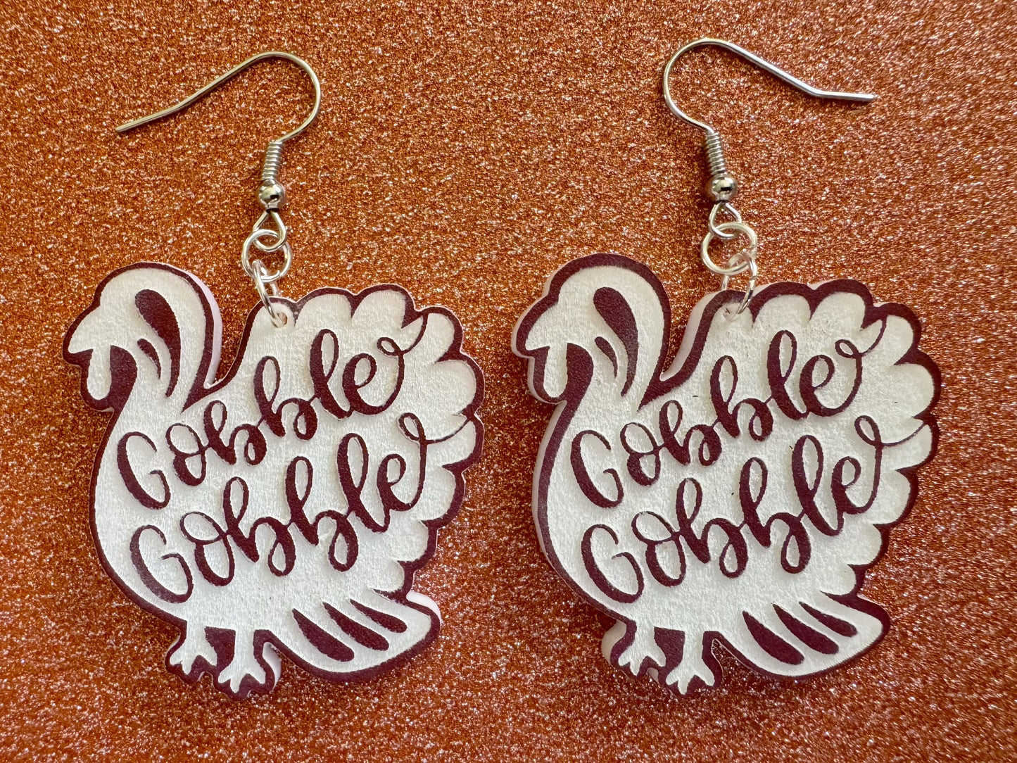 Gobble Gobble Turkey Earrings: Laser Cut Acrylic Earrings, Thanksgiving, Family Holiday, Friendsgiving, Give, Best Gifts for Her/Him/Them