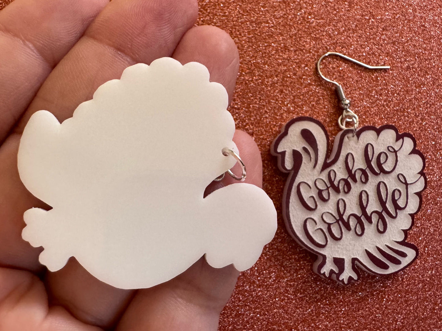 Gobble Gobble Turkey Earrings: Laser Cut Acrylic Earrings, Thanksgiving, Family Holiday, Friendsgiving, Give, Best Gifts for Her/Him/Them