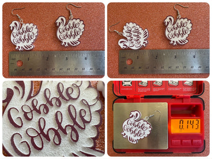 Gobble Gobble Turkey Earrings: Laser Cut Acrylic Earrings, Thanksgiving, Family Holiday, Friendsgiving, Give, Best Gifts for Her/Him/Them