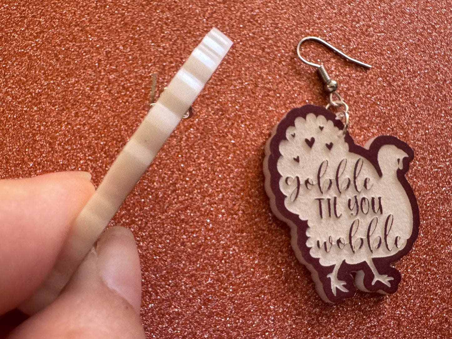 Gobble Till You Wobble Turkey Earrings: Laser Cut Acrylic Earrings, Thanksgiving, Family Holiday, Friendsgiving, Best Gifts for Her/Him/Them