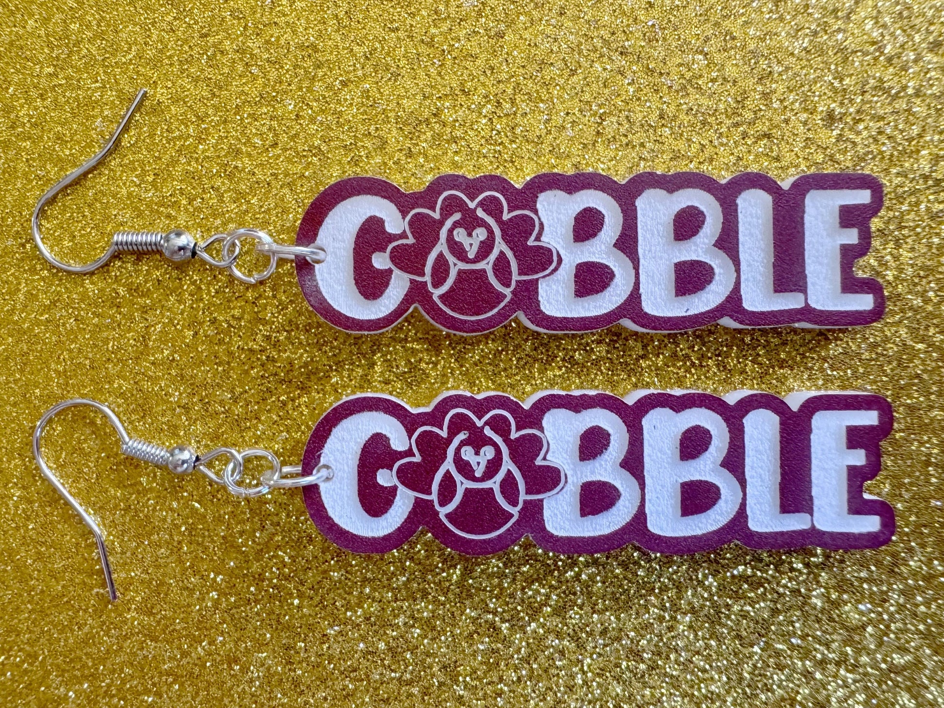Gobble Turkey Earrings: Thanksgiving, Holiday, Gobble, Give Thanks, Best Gifts for Her/Him/Them