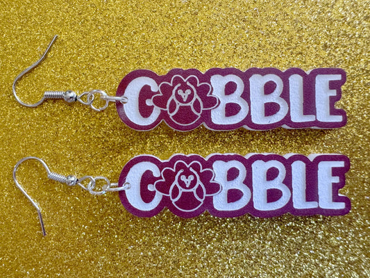 Gobble Turkey Earrings: Thanksgiving, Holiday, Gobble, Give Thanks, Best Gifts for Her/Him/Them