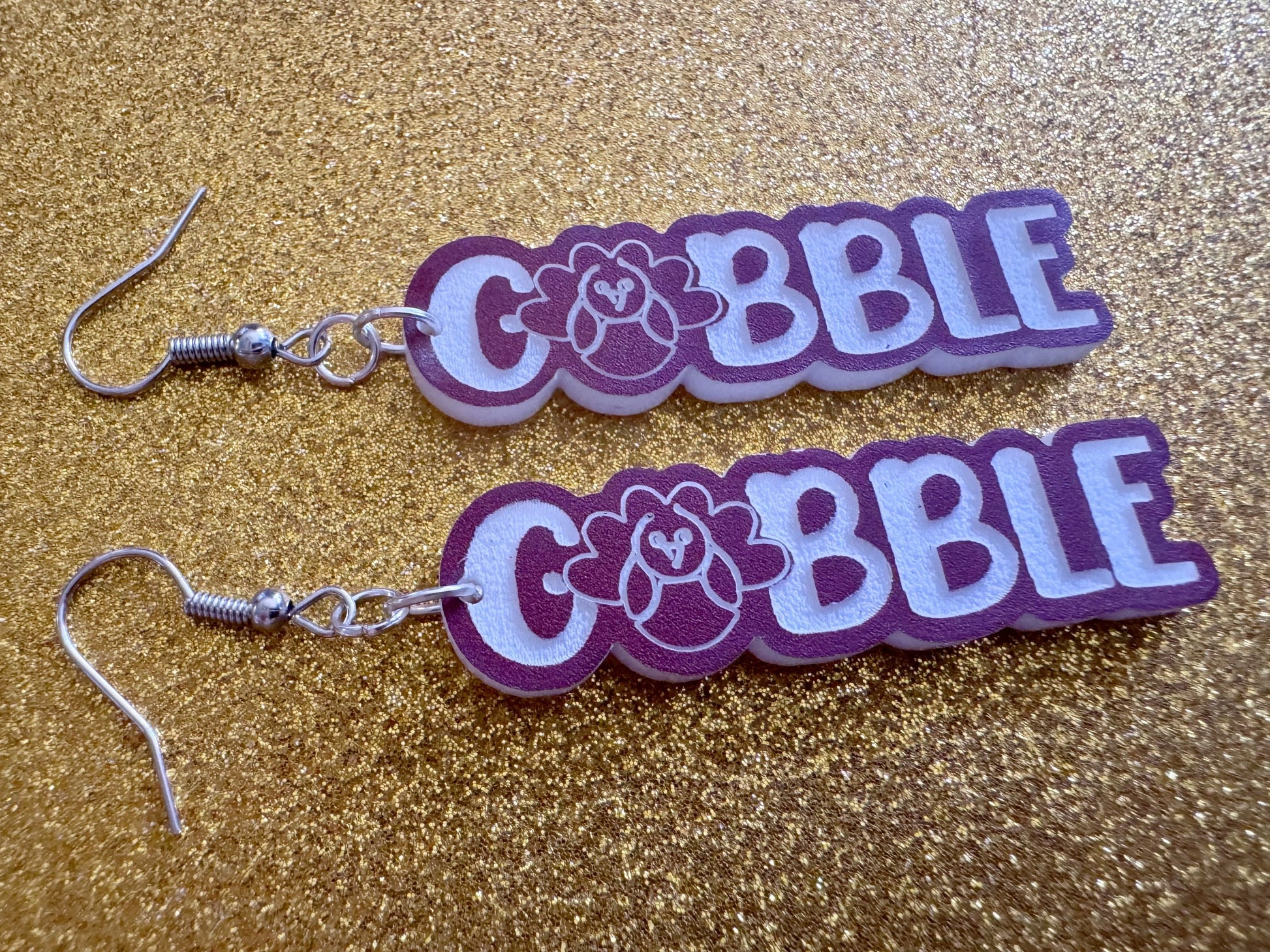 Gobble Turkey Earrings: Thanksgiving, Holiday, Gobble, Give Thanks, Best Gifts for Her/Him/Them