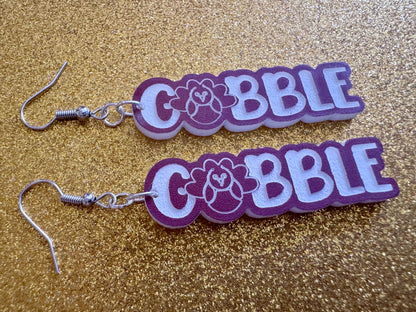 Gobble Turkey Earrings: Thanksgiving, Holiday, Gobble, Give Thanks, Best Gifts for Her/Him/Them