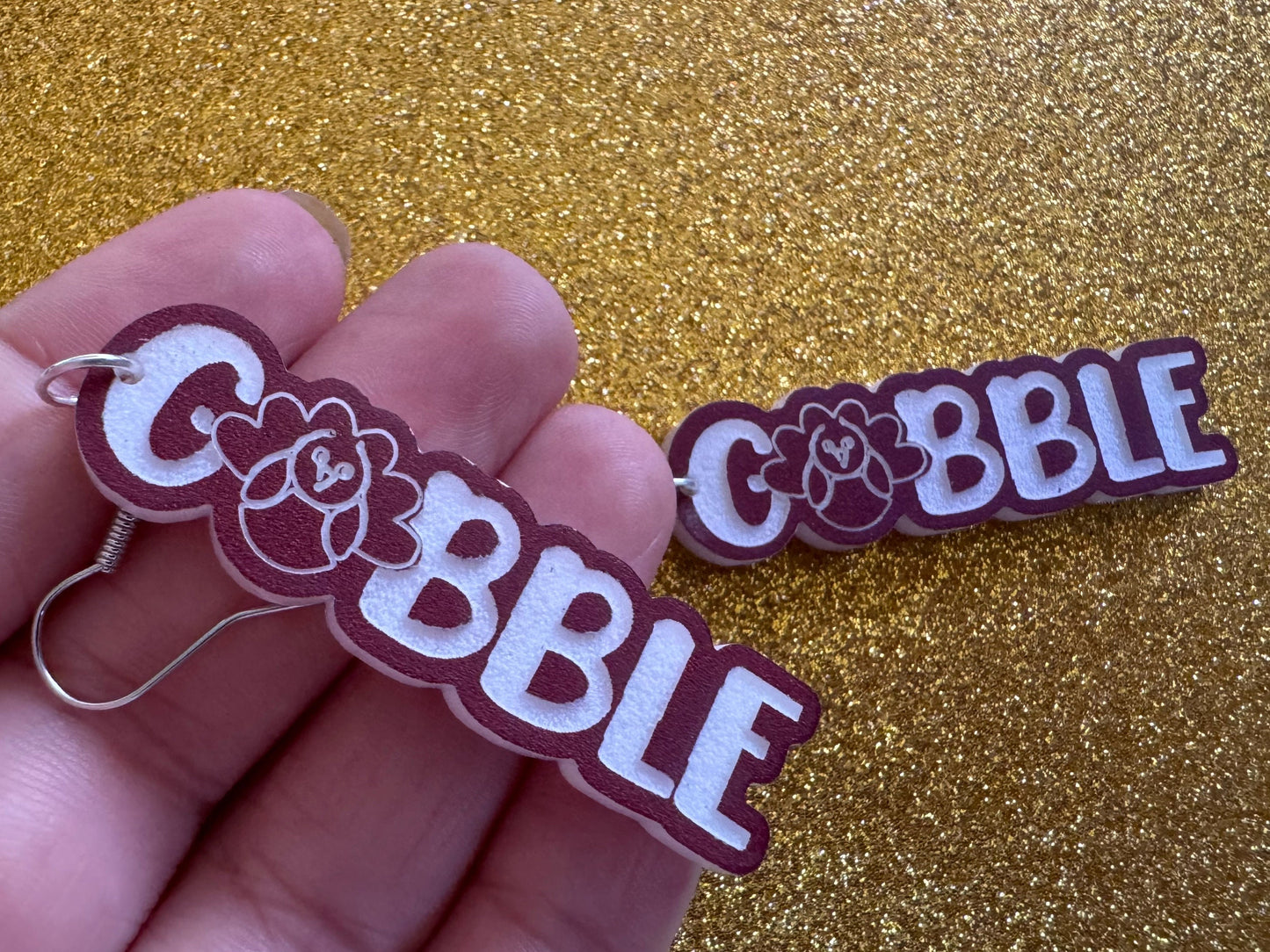 Gobble Turkey Earrings: Thanksgiving, Holiday, Gobble, Give Thanks, Best Gifts for Her/Him/Them