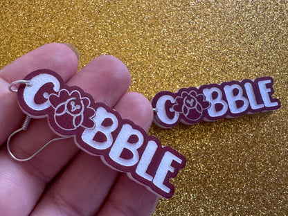 Gobble Turkey Earrings: Thanksgiving, Holiday, Gobble, Give Thanks, Best Gifts for Her/Him/Them