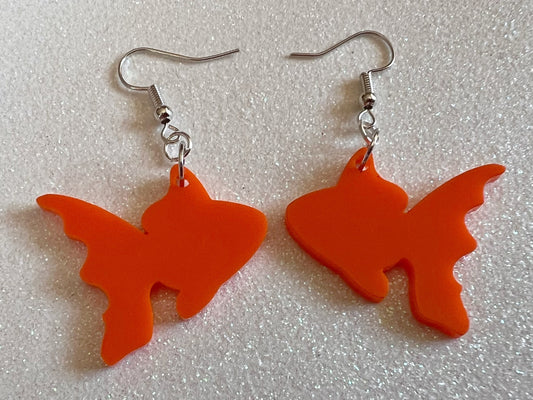 Goldfish Earrings: Laser Cut Acrylic Fish, Fishbowl, Aquarium, Animals, Orange Fishes, Best Gifts for Her/Him/Them