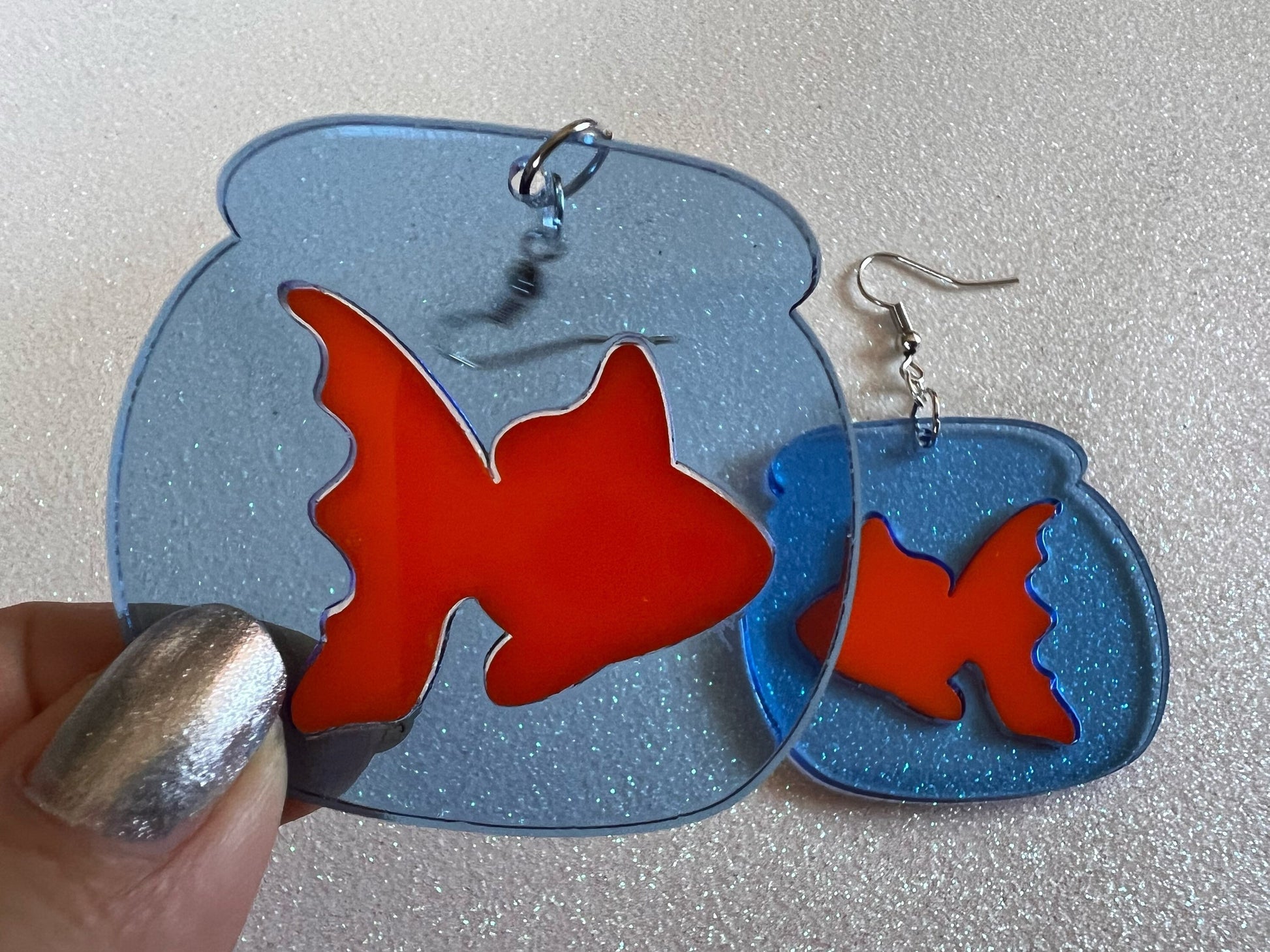 Goldfish Earrings: Laser Cut Acrylic Fish, Fishbowl, Aquarium, Animals, Orange Fishes, Best Gifts for Her/Him/Them
