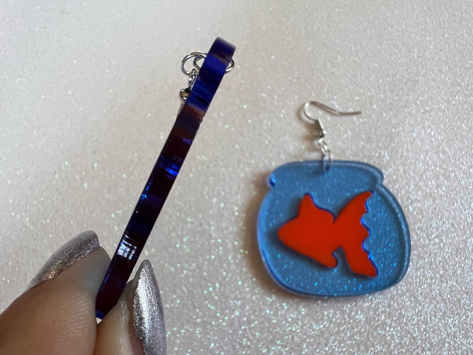 Goldfish Earrings: Laser Cut Acrylic Fish, Fishbowl, Aquarium, Animals, Orange Fishes, Best Gifts for Her/Him/Them