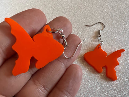 Goldfish Earrings: Laser Cut Acrylic Fish, Fishbowl, Aquarium, Animals, Orange Fishes, Best Gifts for Her/Him/Them