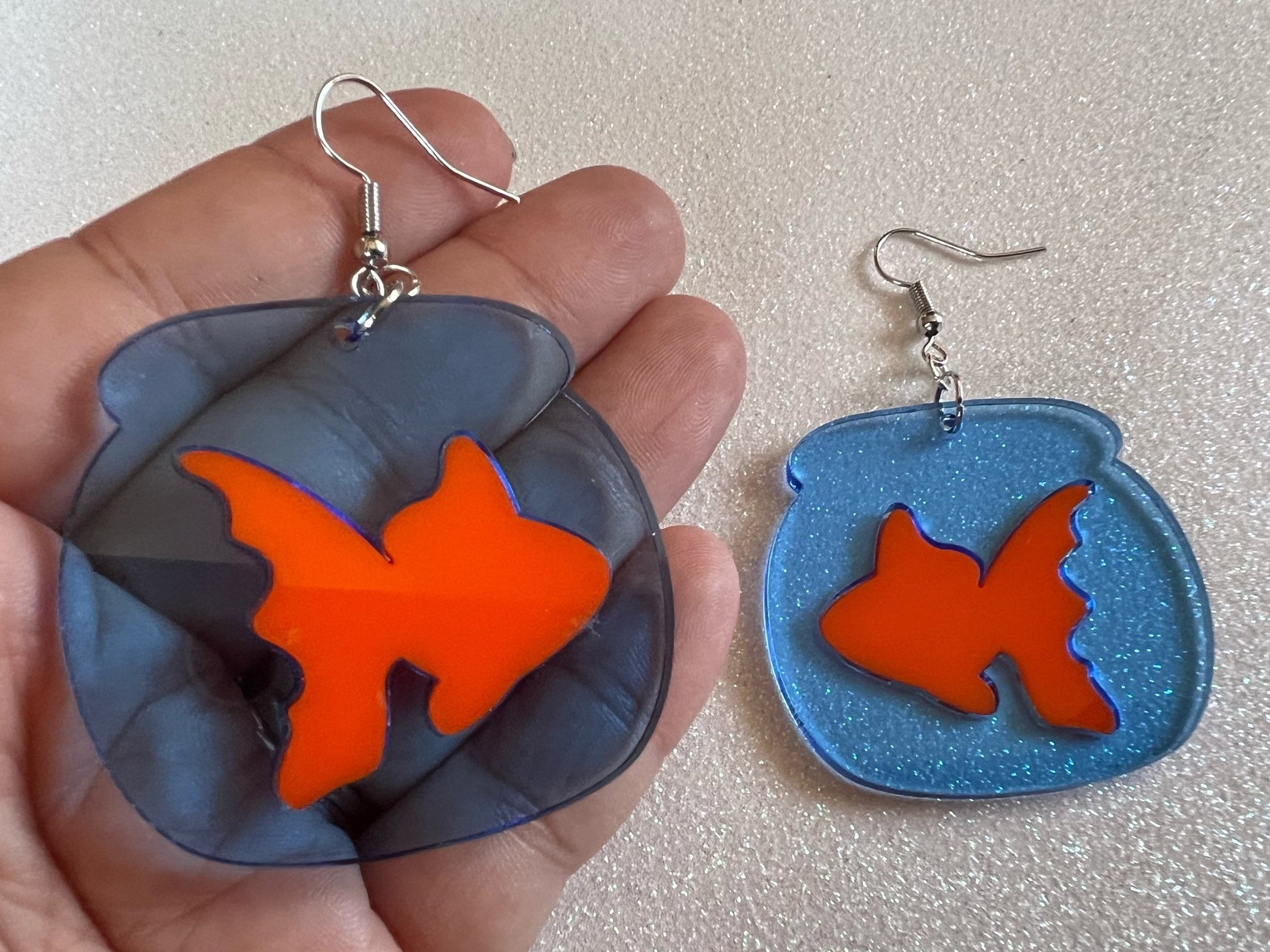 Goldfish Earrings: Laser Cut Acrylic Fish, Fishbowl, Aquarium, Animals, Orange Fishes, Best Gifts for Her/Him/Them