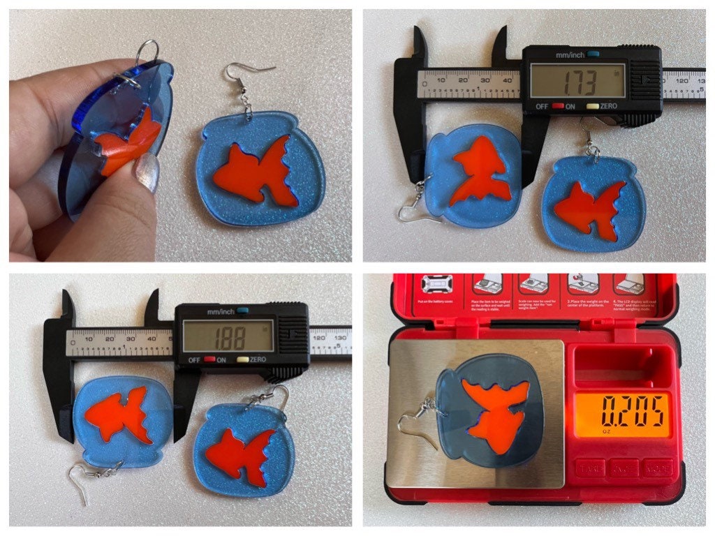 Goldfish Earrings: Laser Cut Acrylic Fish, Fishbowl, Aquarium, Animals, Orange Fishes, Best Gifts for Her/Him/Them