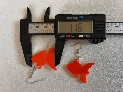 Goldfish Earrings: Laser Cut Acrylic Fish, Fishbowl, Aquarium, Animals, Orange Fishes, Best Gifts for Her/Him/Them