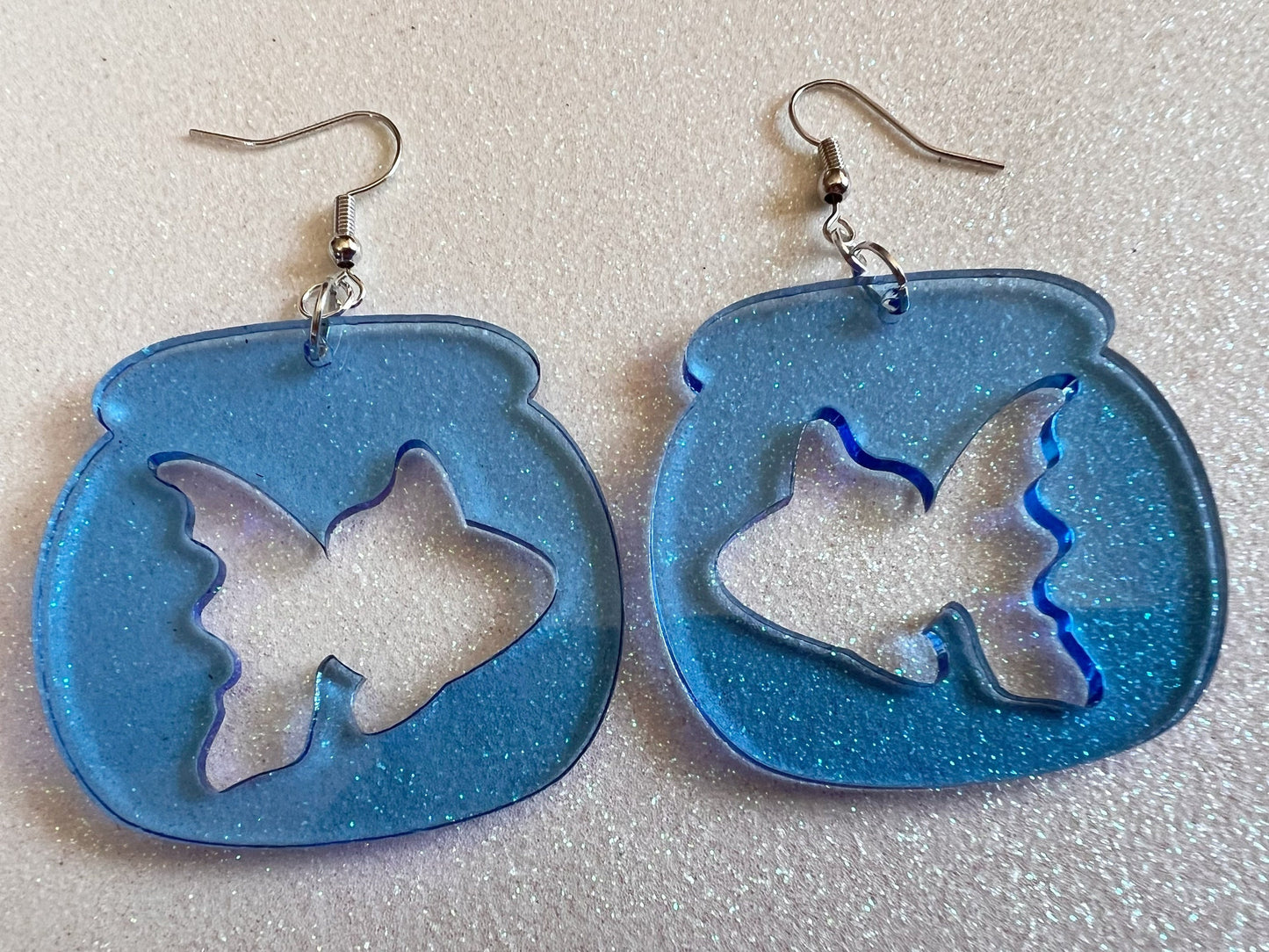 Goldfish Earrings: Laser Cut Acrylic Fishbowl, Gold Fish Bowl, Aquarium, Animals, Minimalist, Fishes, Best Gifts for Her/Him/Them
