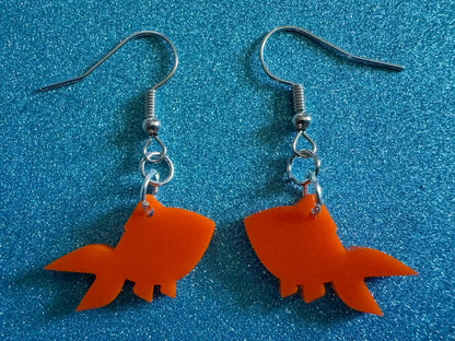 Goldfish Earrings: Laser Cut Acrylic Gold Fish, Fishbowl, Aquarium, Animals, Orange Fishes, Best Gifts for Her/Him/Them