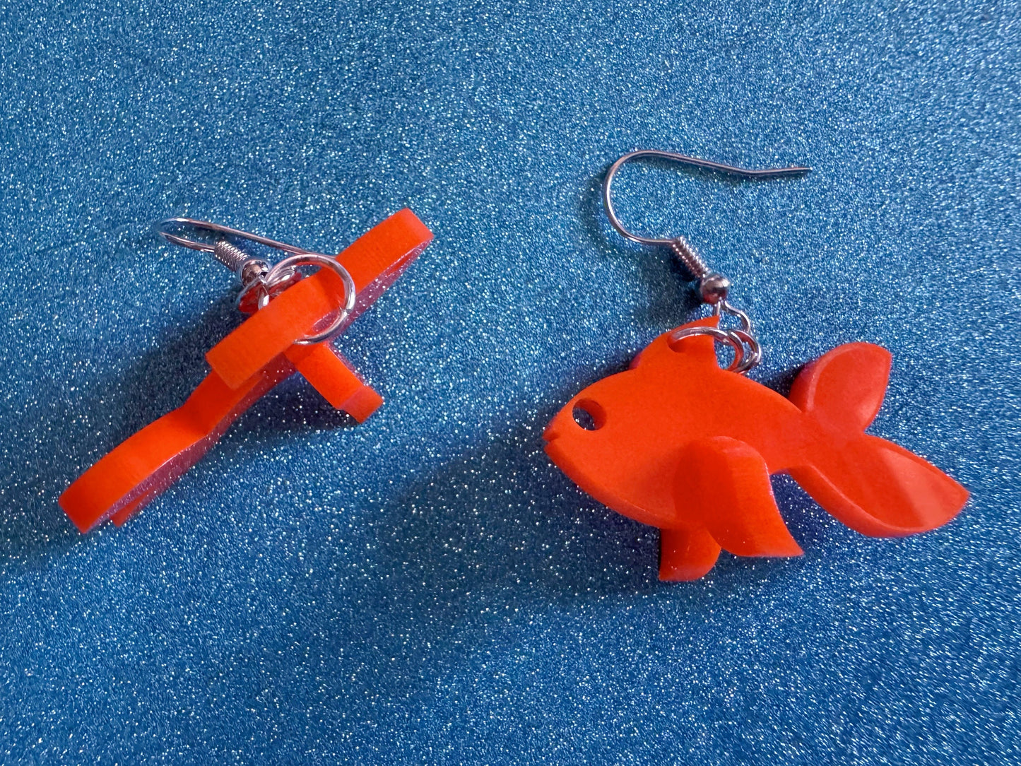 Goldfish Earrings: Laser Cut Acrylic Gold Fish, Fishbowl, Aquarium, Animals, Orange Fishes, Best Gifts for Her/Him/Them