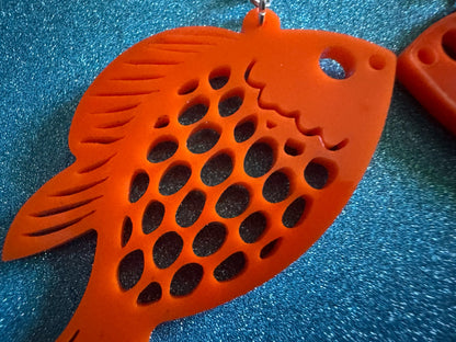 Goldfish Earrings: Laser Cut Acrylic Gold Fish, Fishbowl, Aquarium, Animals, Orange Fishes, Best Gifts for Her/Him/Them