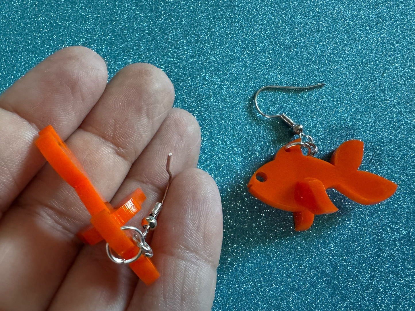 Goldfish Earrings: Laser Cut Acrylic Gold Fish, Fishbowl, Aquarium, Animals, Orange Fishes, Best Gifts for Her/Him/Them