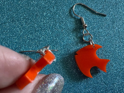 Goldfish Earrings: Laser Cut Acrylic Gold Fish, Fishbowl, Aquarium, Animals, Orange Fishes, Best Gifts for Her/Him/Them