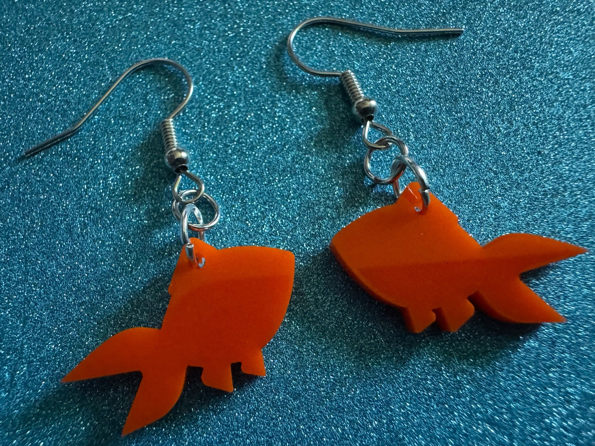 Goldfish Earrings: Laser Cut Acrylic Gold Fish, Fishbowl, Aquarium, Animals, Orange Fishes, Best Gifts for Her/Him/Them