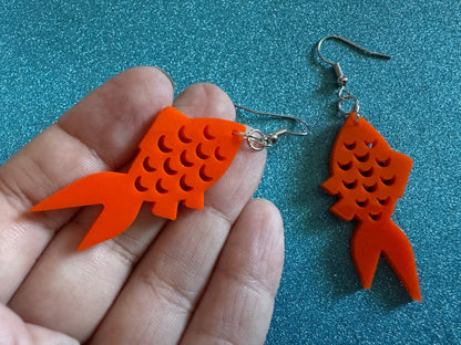 Goldfish Earrings: Laser Cut Acrylic Gold Fish, Fishbowl, Aquarium, Animals, Orange Fishes, Best Gifts for Her/Him/Them