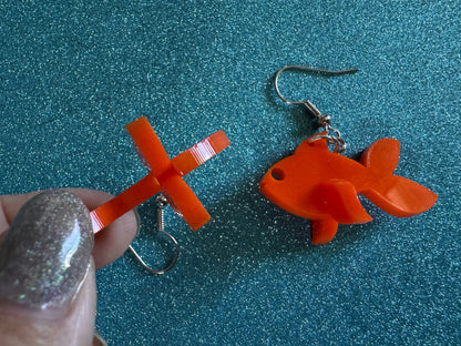 Goldfish Earrings: Laser Cut Acrylic Gold Fish, Fishbowl, Aquarium, Animals, Orange Fishes, Best Gifts for Her/Him/Them