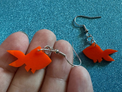 Goldfish Earrings: Laser Cut Acrylic Gold Fish, Fishbowl, Aquarium, Animals, Orange Fishes, Best Gifts for Her/Him/Them
