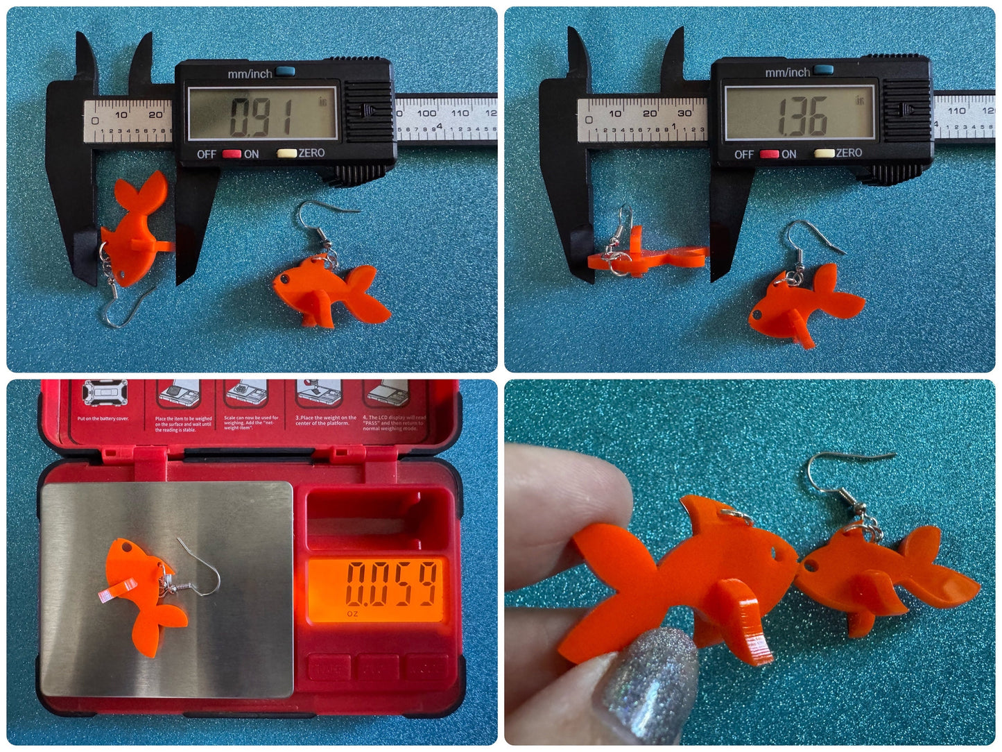 Goldfish Earrings: Laser Cut Acrylic Gold Fish, Fishbowl, Aquarium, Animals, Orange Fishes, Best Gifts for Her/Him/Them