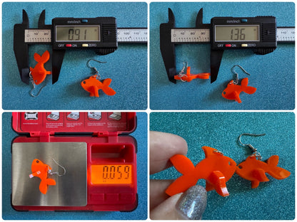 Goldfish Earrings: Laser Cut Acrylic Gold Fish, Fishbowl, Aquarium, Animals, Orange Fishes, Best Gifts for Her/Him/Them