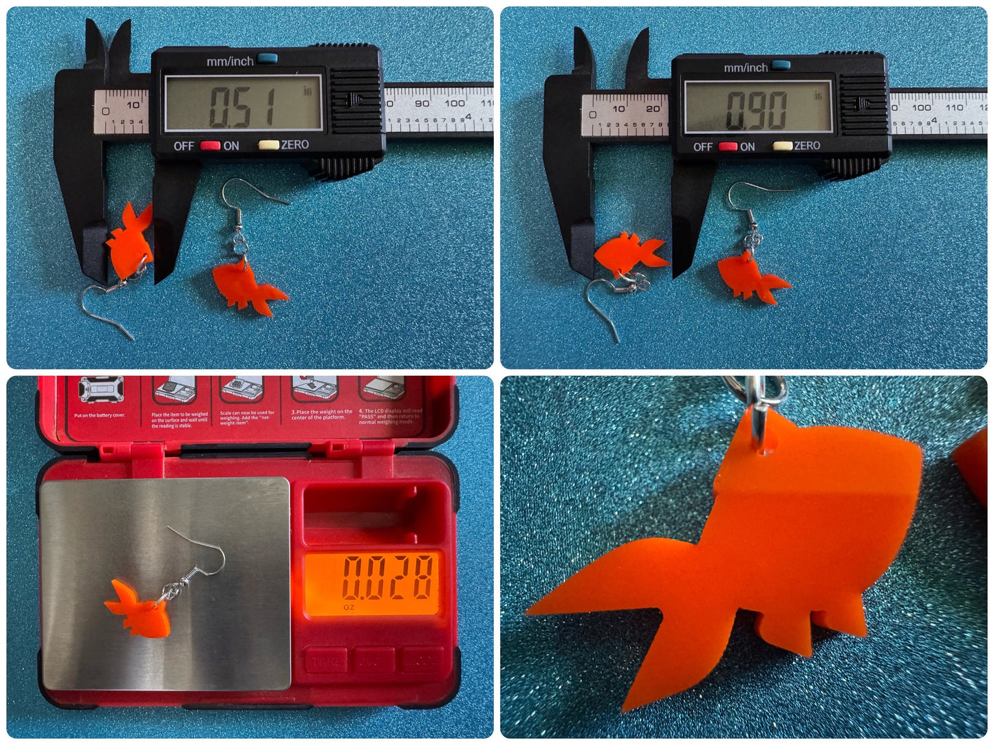 Goldfish Earrings: Laser Cut Acrylic Gold Fish, Fishbowl, Aquarium, Animals, Orange Fishes, Best Gifts for Her/Him/Them