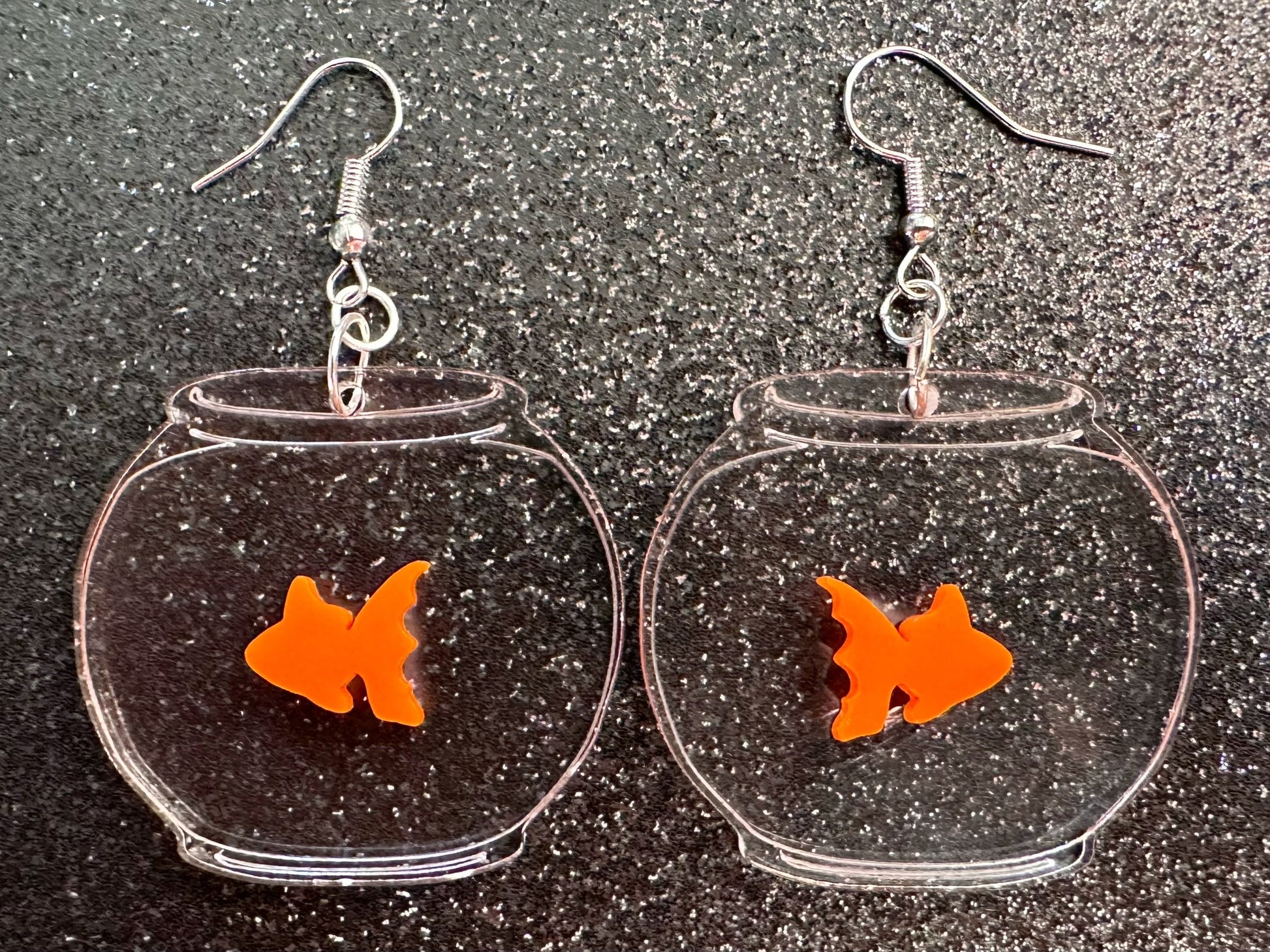 Goldfish in a Fishbowl Earrings: Laser Cut Acrylic Fish, Fishbowl, Aquarium, Fish, Pet, Animals, Orange Fishes, Best Gifts for Her/Him/Them