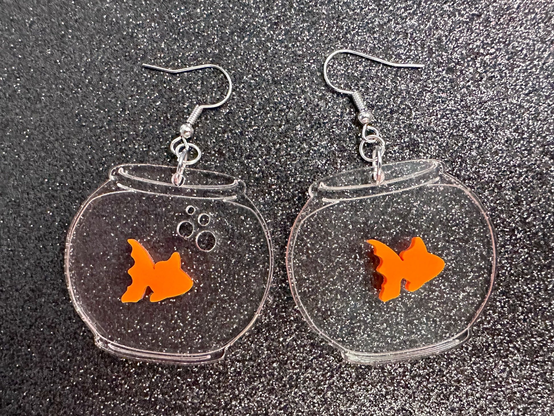 Goldfish in a Fishbowl Earrings: Laser Cut Acrylic Fish, Fishbowl, Aquarium, Fish, Pet, Animals, Orange Fishes, Best Gifts for Her/Him/Them