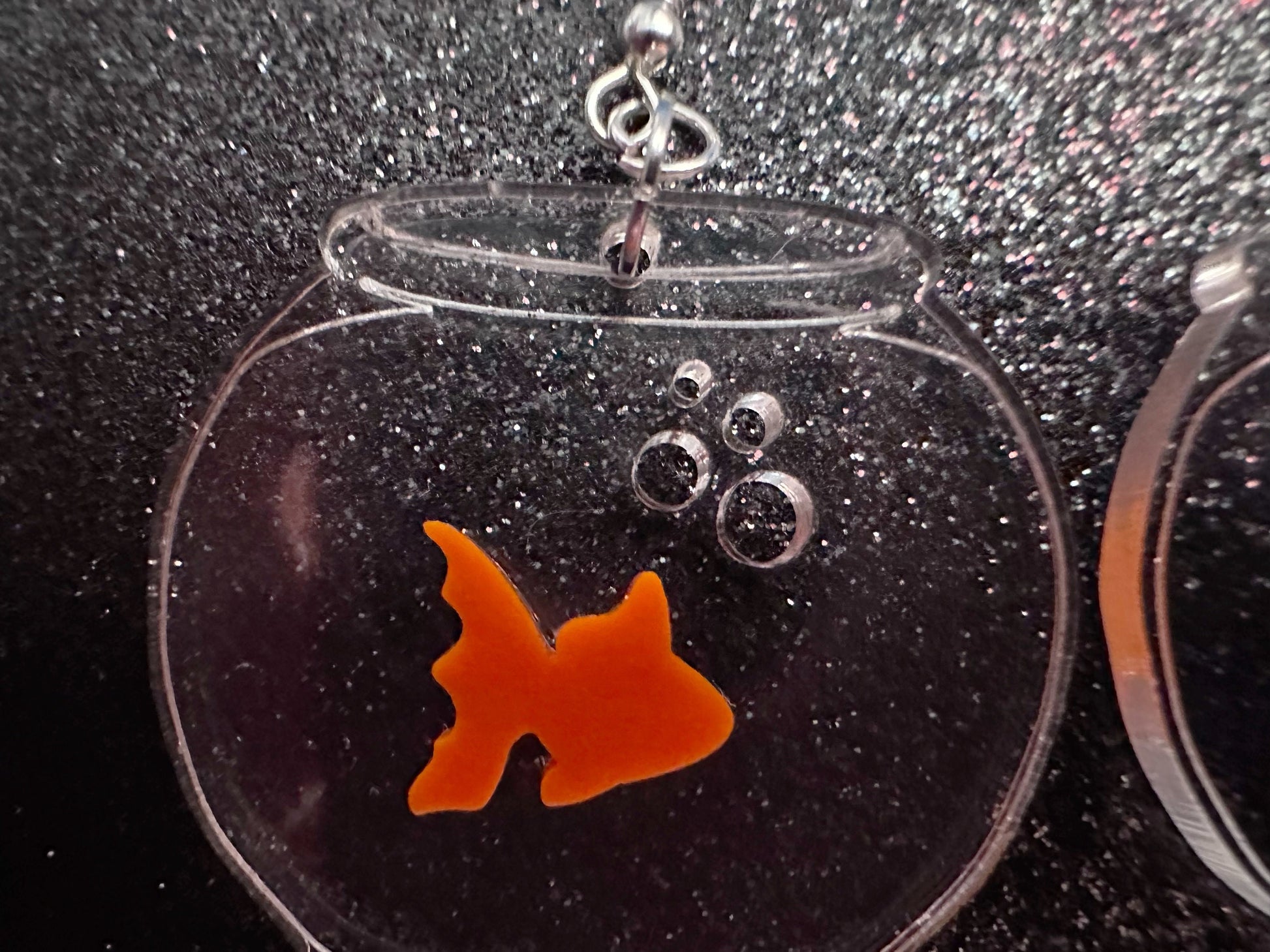 Goldfish in a Fishbowl Earrings: Laser Cut Acrylic Fish, Fishbowl, Aquarium, Fish, Pet, Animals, Orange Fishes, Best Gifts for Her/Him/Them