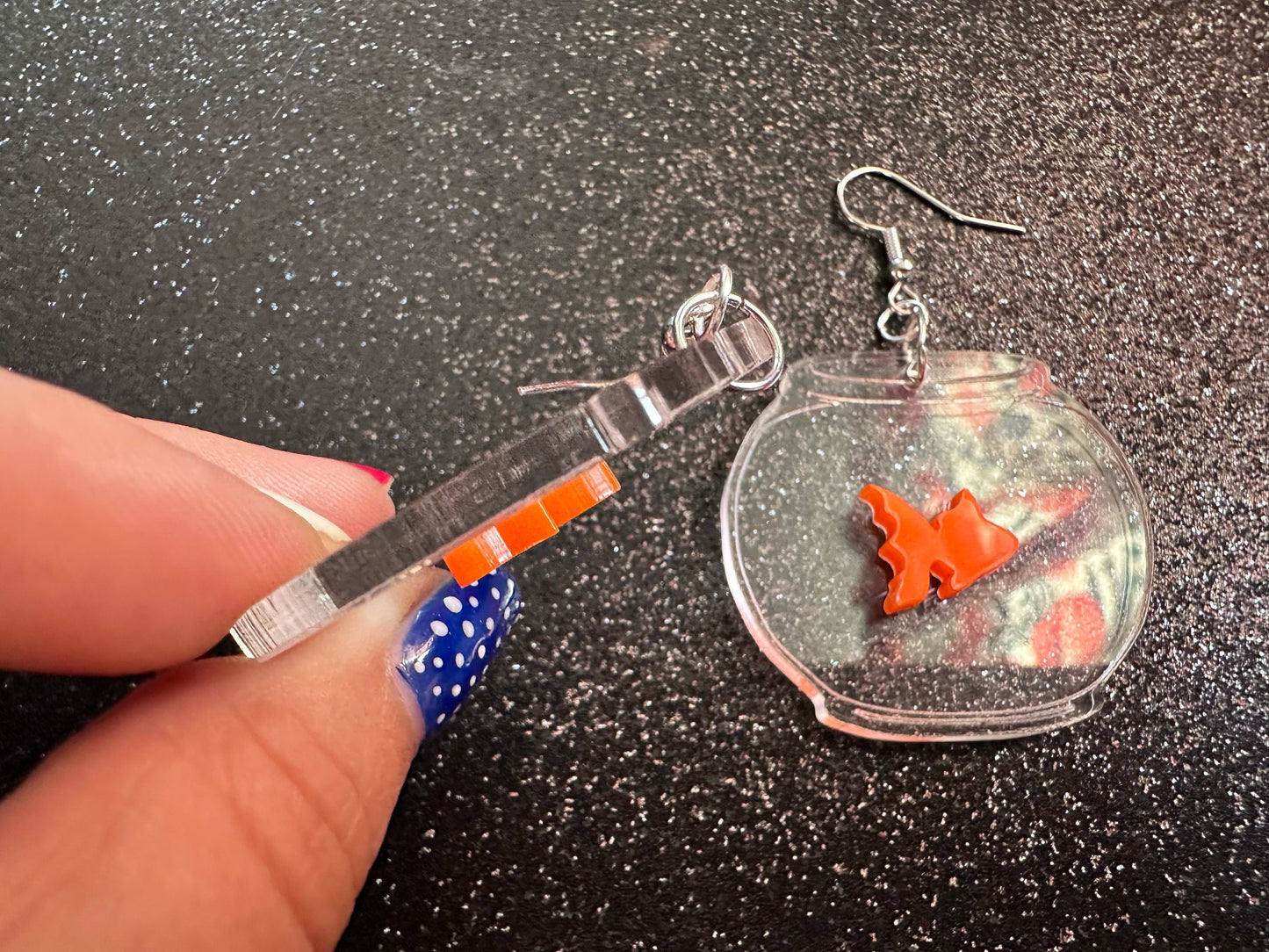Goldfish in a Fishbowl Earrings: Laser Cut Acrylic Fish, Fishbowl, Aquarium, Fish, Pet, Animals, Orange Fishes, Best Gifts for Her/Him/Them
