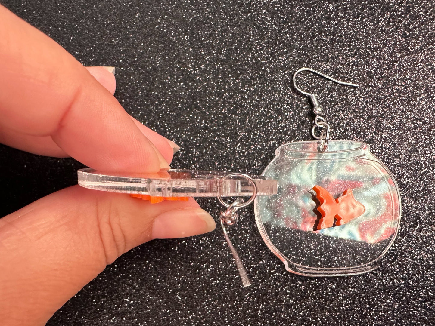 Goldfish in a Fishbowl Earrings: Laser Cut Acrylic Fish, Fishbowl, Aquarium, Fish, Pet, Animals, Orange Fishes, Best Gifts for Her/Him/Them