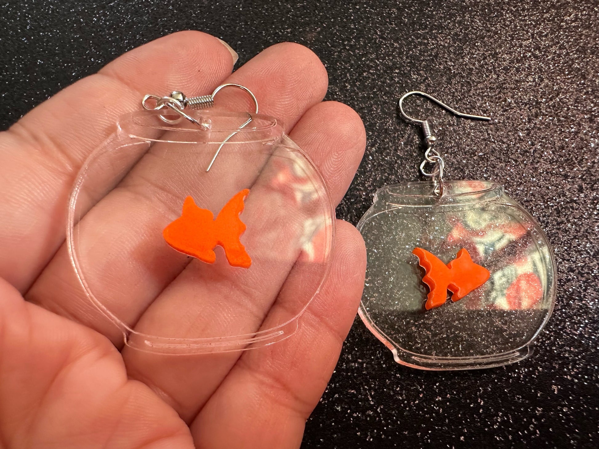 Goldfish in a Fishbowl Earrings: Laser Cut Acrylic Fish, Fishbowl, Aquarium, Fish, Pet, Animals, Orange Fishes, Best Gifts for Her/Him/Them