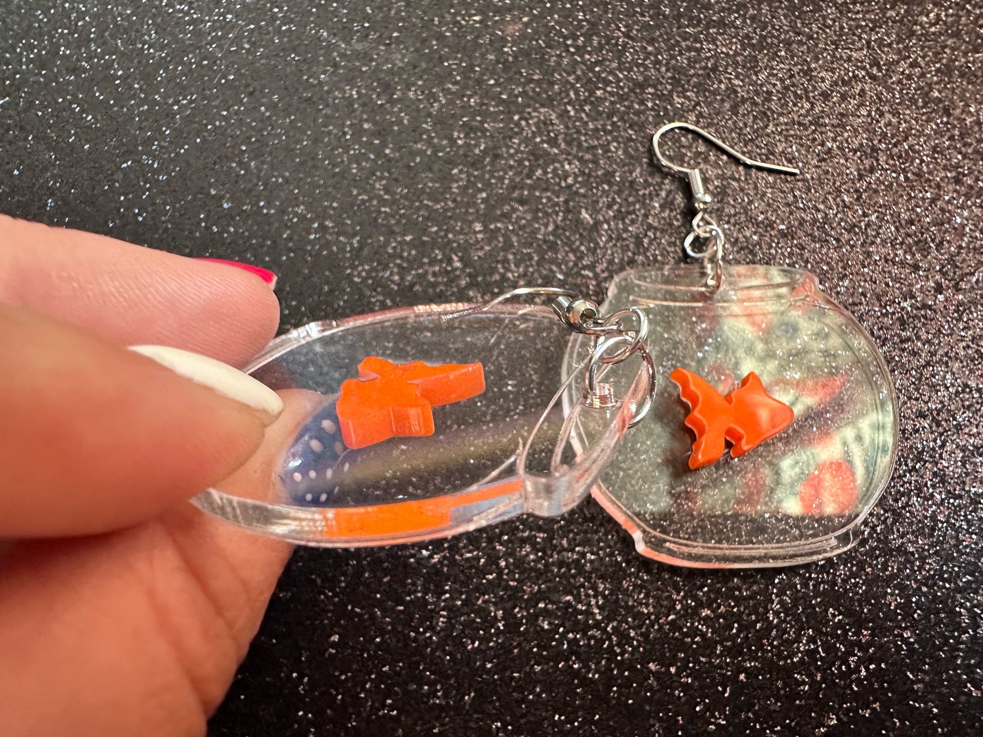 Goldfish in a Fishbowl Earrings: Laser Cut Acrylic Fish, Fishbowl, Aquarium, Fish, Pet, Animals, Orange Fishes, Best Gifts for Her/Him/Them