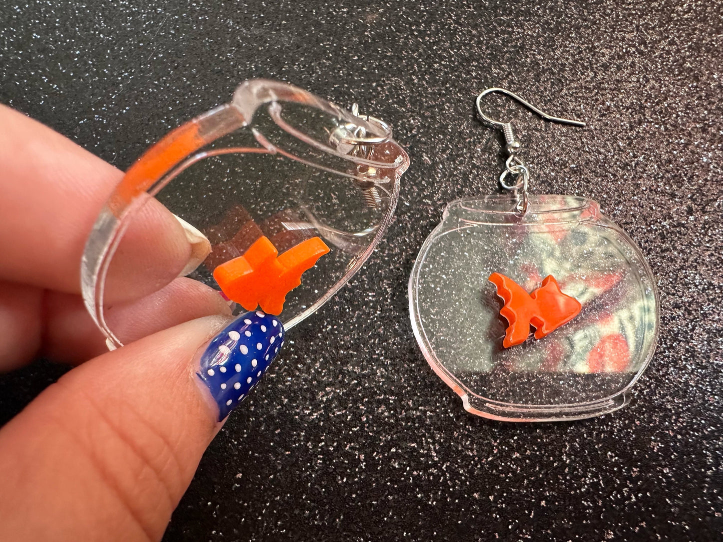 Goldfish in a Fishbowl Earrings: Laser Cut Acrylic Fish, Fishbowl, Aquarium, Fish, Pet, Animals, Orange Fishes, Best Gifts for Her/Him/Them