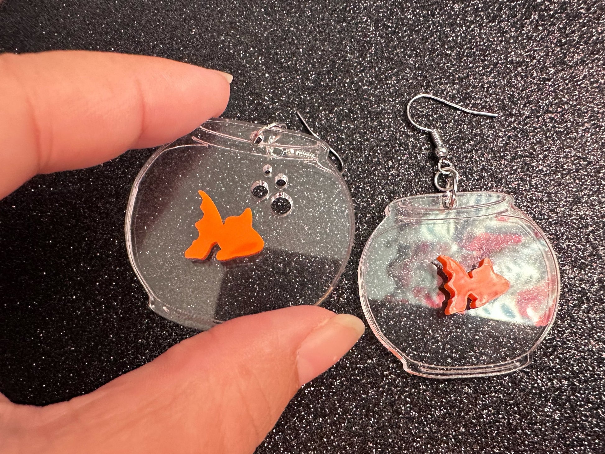 Goldfish in a Fishbowl Earrings: Laser Cut Acrylic Fish, Fishbowl, Aquarium, Fish, Pet, Animals, Orange Fishes, Best Gifts for Her/Him/Them