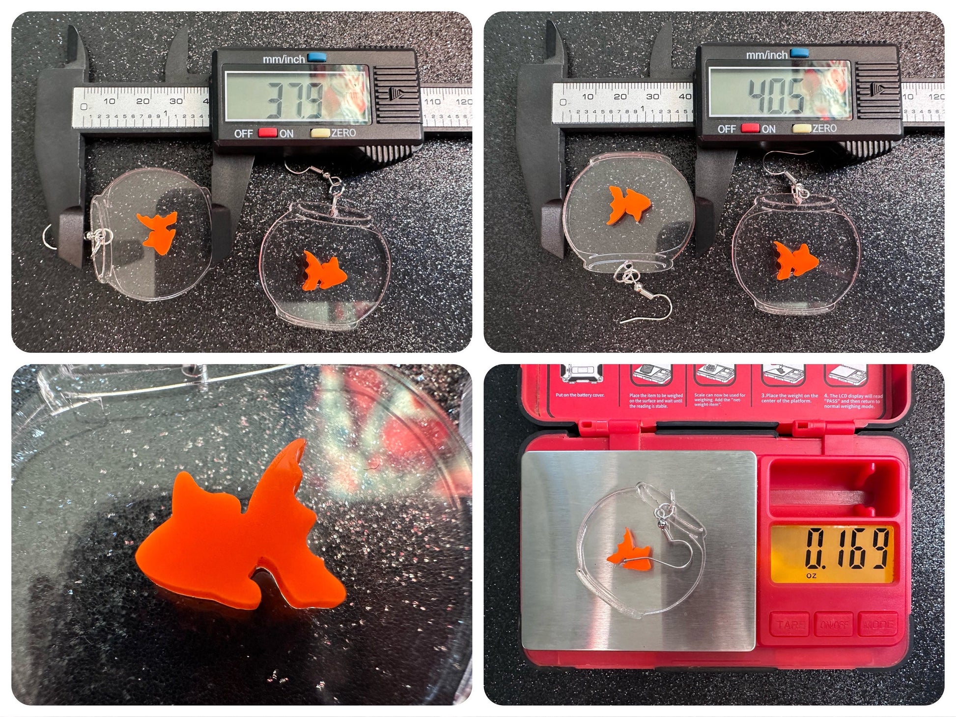 Goldfish in a Fishbowl Earrings: Laser Cut Acrylic Fish, Fishbowl, Aquarium, Fish, Pet, Animals, Orange Fishes, Best Gifts for Her/Him/Them