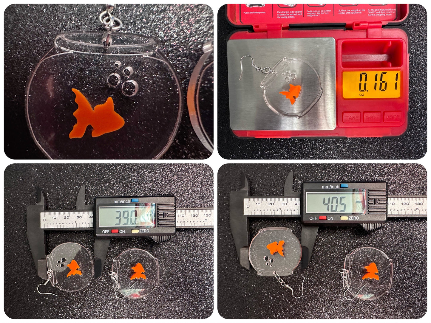 Goldfish in a Fishbowl Earrings: Laser Cut Acrylic Fish, Fishbowl, Aquarium, Fish, Pet, Animals, Orange Fishes, Best Gifts for Her/Him/Them