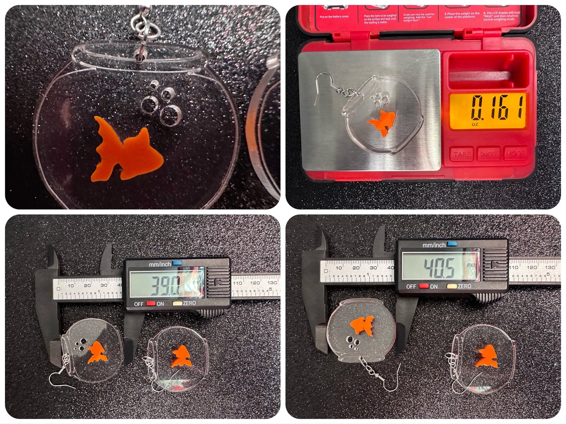 Goldfish in a Fishbowl Earrings: Laser Cut Acrylic Fish, Fishbowl, Aquarium, Fish, Pet, Animals, Orange Fishes, Best Gifts for Her/Him/Them