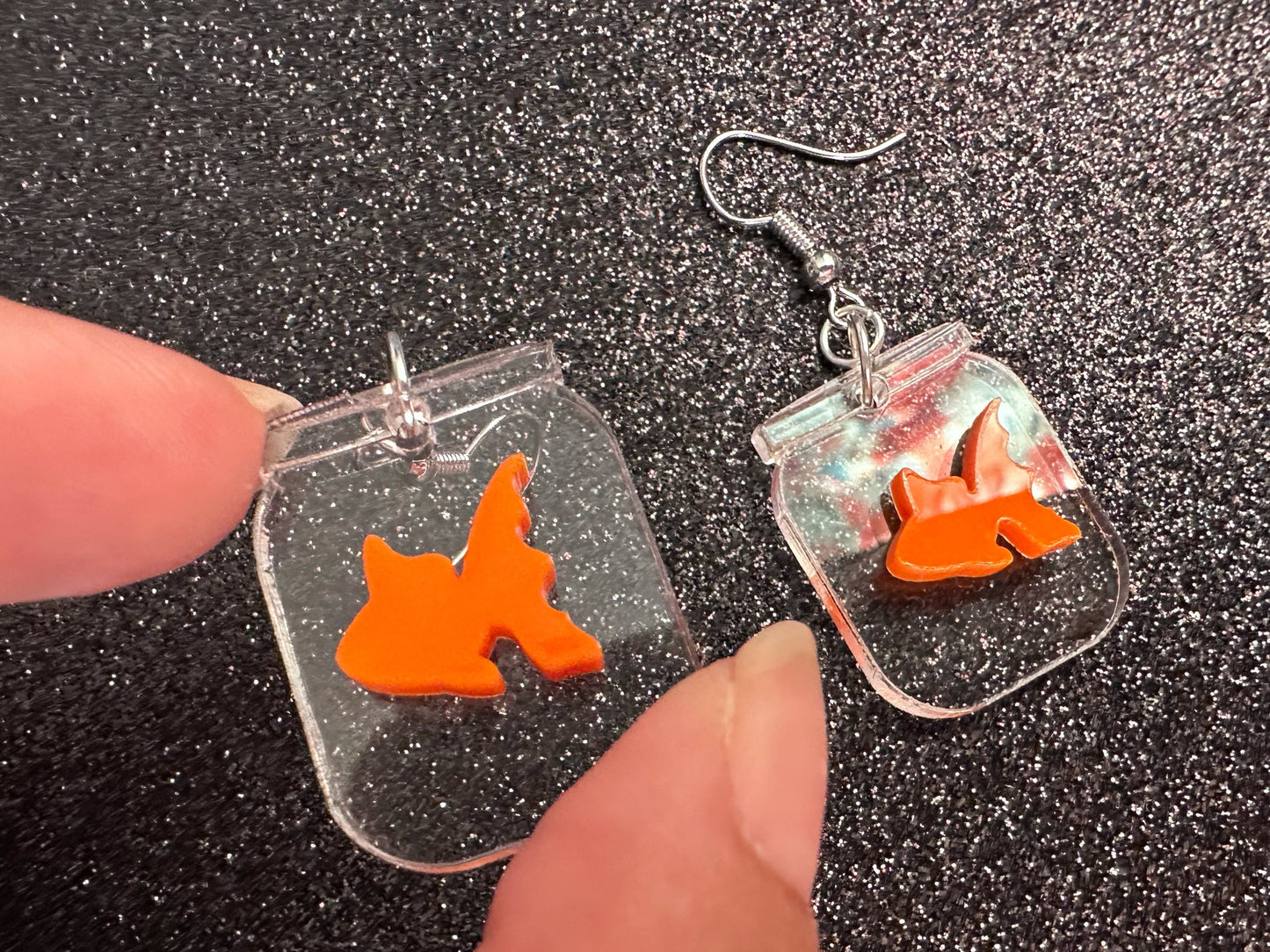 Goldfish in a Jar Earrings: Laser Cut Acrylic Fish, Fishbowl, Aquarium, Unique, Pets, Orange Fishes, Novelty, Best Gifts for Her/Him/Them