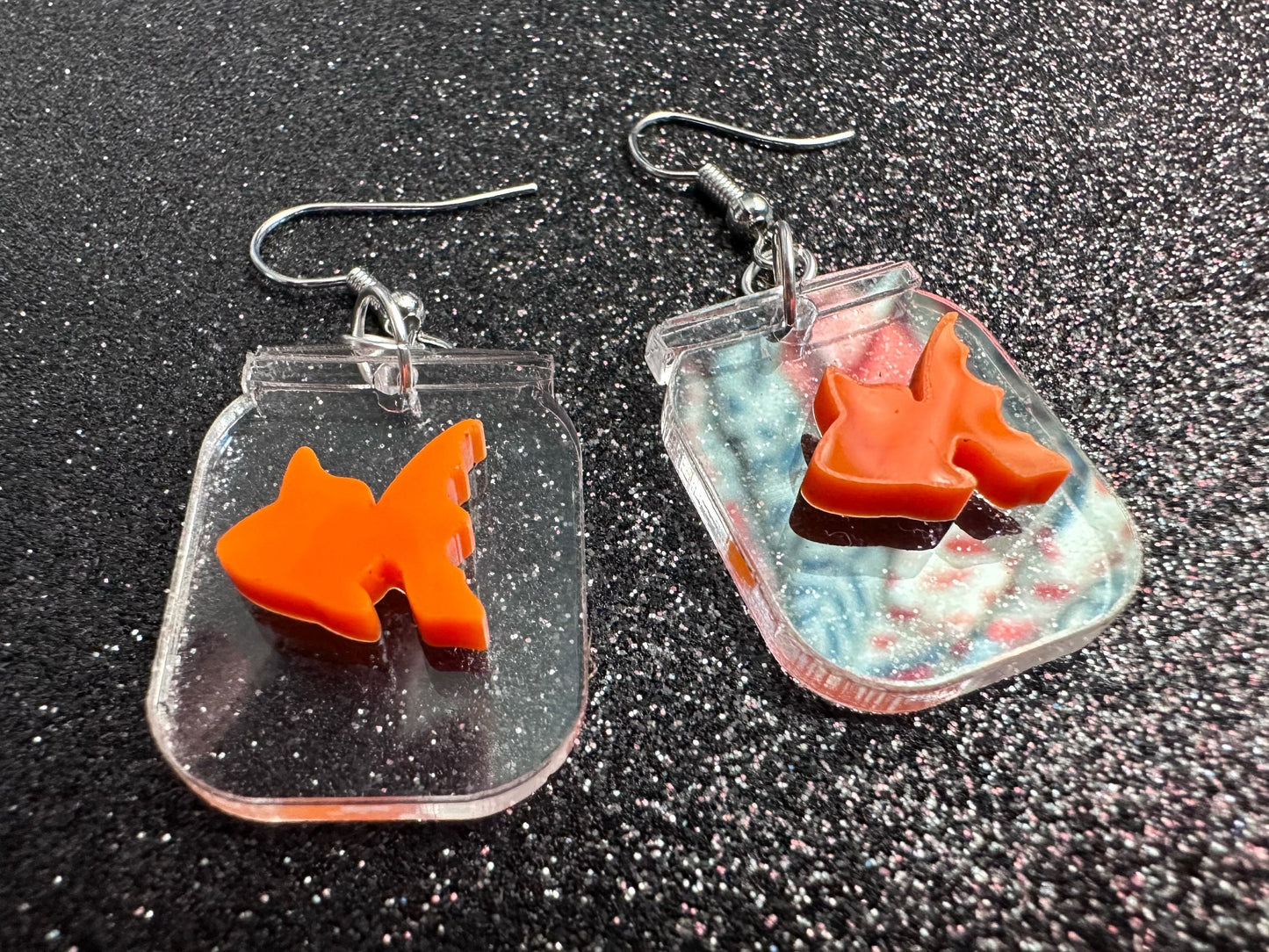 Goldfish in a Jar Earrings: Laser Cut Acrylic Fish, Fishbowl, Aquarium, Unique, Pets, Orange Fishes, Novelty, Best Gifts for Her/Him/Them