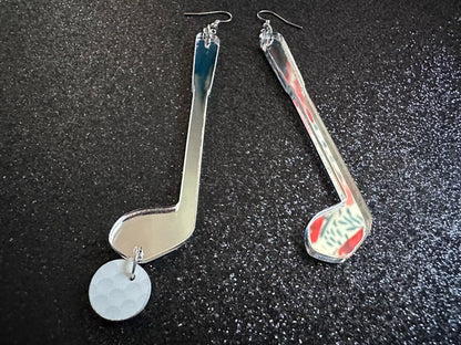 Golf Earrings: Laser Cut Acrylic Golf Print Earrings, Golf Club, Sports, Golfer, Golfing, Golf Balls, Sport, Best Gifts for Her/Him/Them