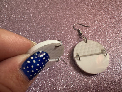 Golf Earrings: Laser Cut Acrylic Golf Print Earrings, Sports, Golfer, Golfing, Golf Balls, Retirement, Sport, Best Gifts for Her/Him/Them
