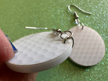 Golf Earrings: Laser Cut Acrylic Golf Print Earrings, Sports, Golfer, Golfing, Golf Balls, Retirement, Sport, Best Gifts for Her/Him/Them