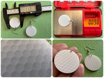 Golf Earrings: Laser Cut Acrylic Golf Print Earrings, Sports, Golfer, Golfing, Golf Balls, Retirement, Sport, Best Gifts for Her/Him/Them